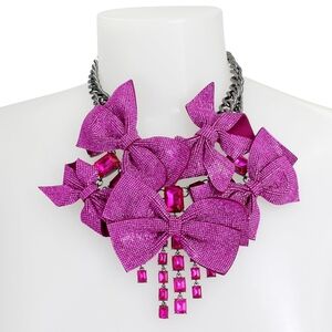 Betsey johnson women's pave bow necklace